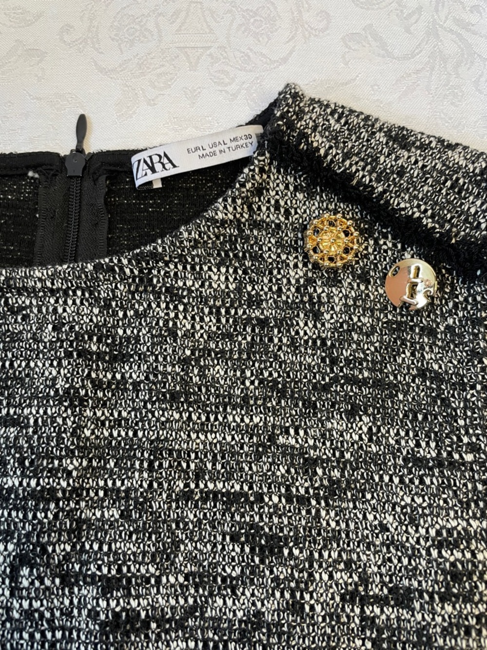 ZARA Black & Gray Tweed Crop Top and Mini Skirt Set.  Size 6. - Picture 3 of 5